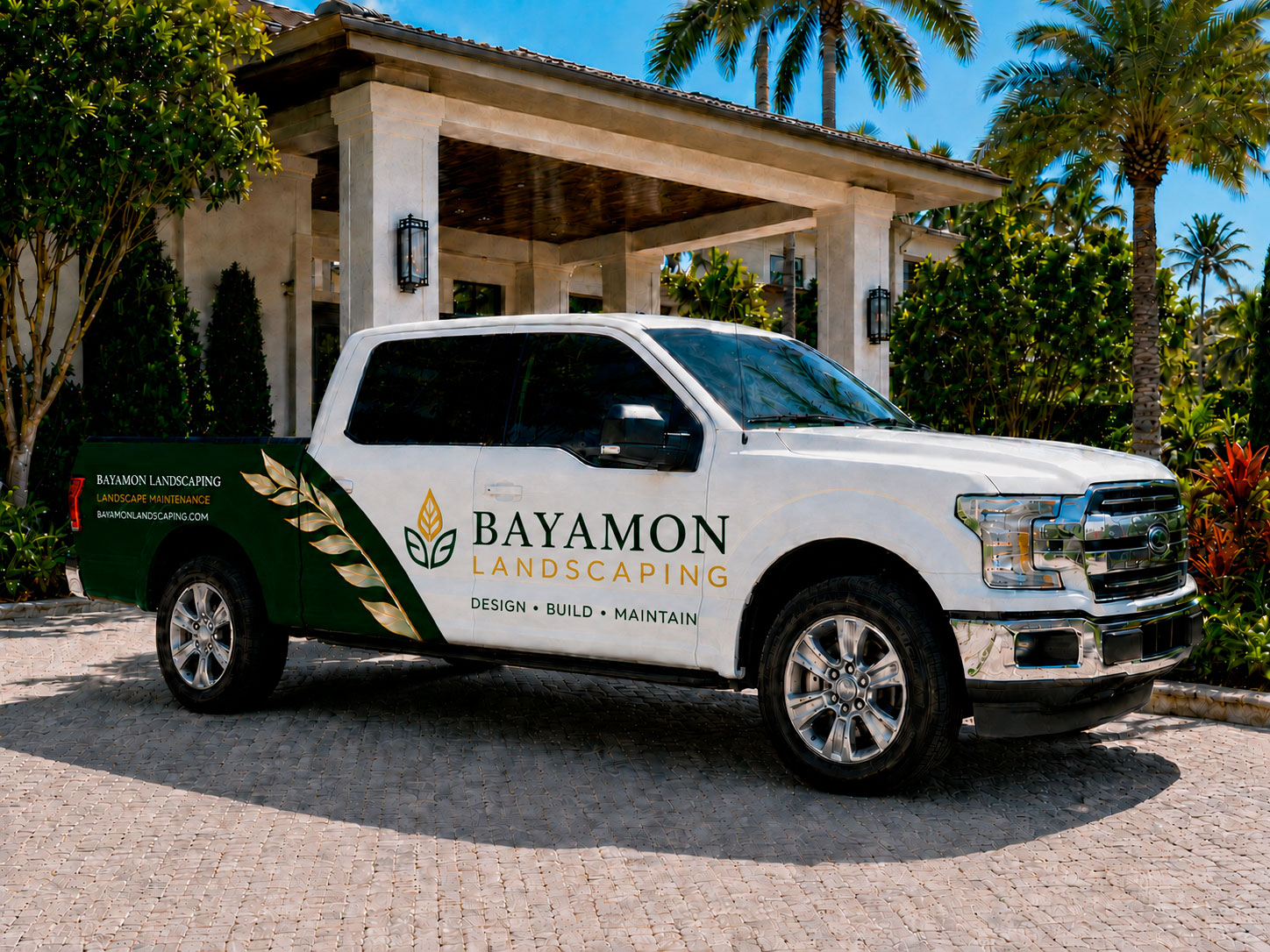 Bayamon Landscaping white truck